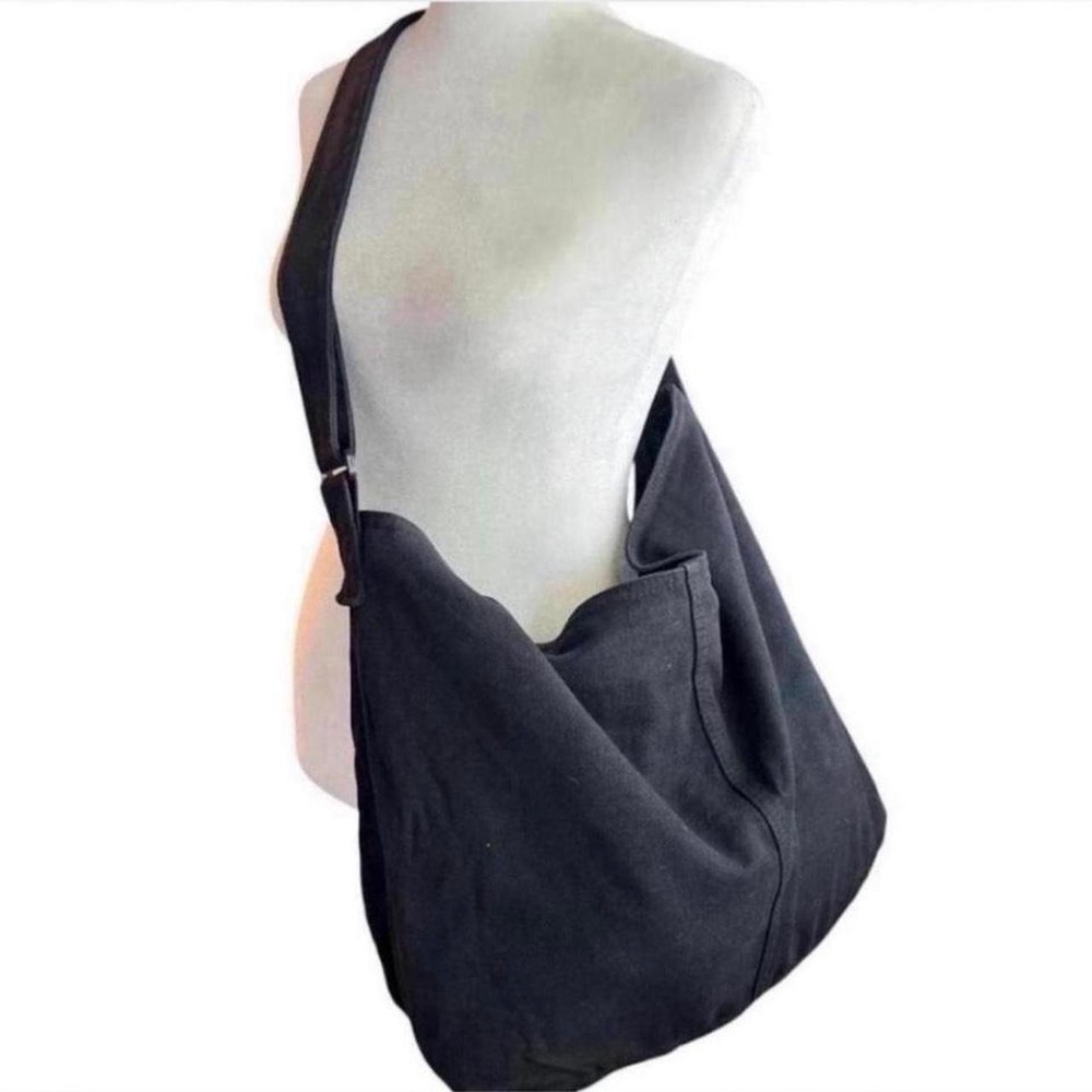 Awesome Unisex Large Capacity Black Canvas Crossbody Bag - New